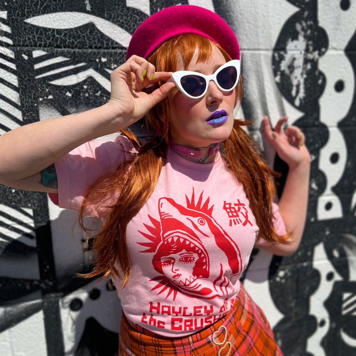 Hayley and the Crushers - Color Sharky Tee - Pink & Red